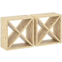 HOMCOM Set of 2 Wooden Wine Rack, X-Shaped Square Tabletop Storage Holder for 24 Bottle, Natural Wood(m-1)