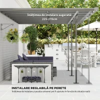 Outsunny Pergola montata pentru gradina din policarbonat si aluminiu, montare reglabila, gri(m-4)