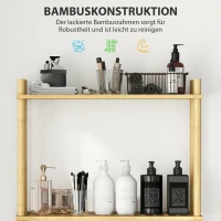 HOMCOM Ruimtebesparend Toiletregal 3 Niveaus, Natuurlijk Hout 69 x 25,5 x 181 cm(m-6)