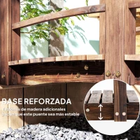 Outsunny Puente de Jardín de Madera 152,5x67x48 cm con Pasamanos Puente de Arco para Decoración Patio Carga 181 kg Carbonizado(m-6)