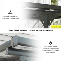 Outsunny Pergola montata pentru gradina din policarbonat si aluminiu, montare reglabila, gri(m-6)