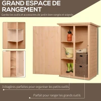 Outsunny Armoire abri de Jardin Remise pour Outils Bois de Sapin pré-huilé Toit bitumé incliné - Grande Porte verrouillable loquet - 2 étagères - dim. 75L x 56l x 115H cm(m-4)