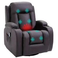 HOMCOM Massagesessel, Relaxsessel, Wippfunktion, 8 Vibrationspunkte, inkl. Fernbedienung, Braun(m-1)