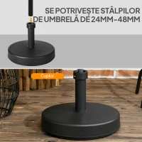 Outsunny Baza pentru umbrela de gradina din plastic PP, greutate max 18kg, Ø45x33 cm, negru(m-5)
