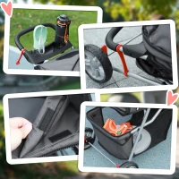 PawHut Carrito para Perros Pequeños con Cesta de Almacenaje Ventanas de Malla y Cinturón de Seguridad 75x45x97 cm Gris Oscuro(m-8)
