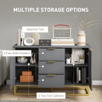 HOMCOM Sideboard with 3 Drawers and Adjustable Shelves for Living Room - Grey(m-5)