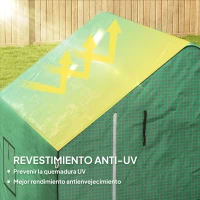 Outsunny Conjunto de Invernadero de Jardín con Estantes y Cubierta de PE con Puerta Enrollable y Ventana 143x138x190 cm Verde(m-5)