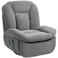 HOMCOM Relaxfauteuil, TV-fauteuil met Ligfunctie, Schommel- en Draaibaar, met Voetsteun, Grijs(m-1)