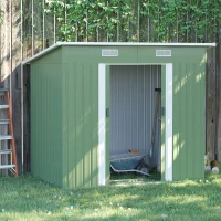 Outsunny Metalen Tuinhuis 2,3 m², 207 x 130 x 182 cm, Met Lessenaarsdak, Venster, Bodemframe, Groen(m-2)