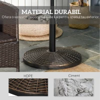 Outsunny Baza Rotunda pentru Umbrela de Soare din Plastic cu Efect de Ratan 25 kg pentru Stalpi de 35 mm, 38 mm, 48 mm(m-5)