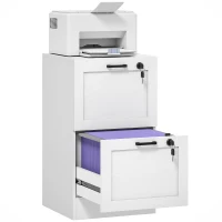 HOMCOM 2-Drawer Filing Cabinet with Lock - White(m-10)