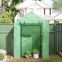 Outsunny Conjunto de Invernadero de Jardín con Estantes y Cubierta de PE con Puerta Enrollable y Ventana 143x138x190 cm Verde(m-8)