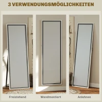 HOMCOM Volledige Lichaamsspiegel, MDF-Frame, Splintervrije Folie, 162,6 x 53,3 cm, Grijs(m-6)