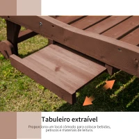 Outsunny Espreguiçadeira de Madeira para Exterior Cadeira Reclinável de Jardim com 2 Rodas para Terraço 182x60x35 cm Natural(m-4)
