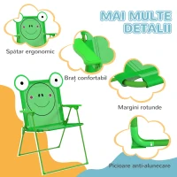 Outsunny Set Masa de Gradina cu 2 Scaune Pliabile si Umbrela pentru Copii(m-7)