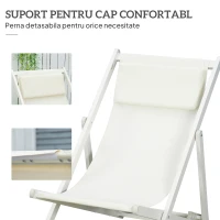 Outsunny Set 2 Scaune Fotoliu Sezlong pentru Exterior, Pliabile si Rabatabile, din Aluminiu, 96.5 x 58 x 91.5cm, Bej(m-7)