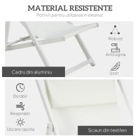 Outsunny Set 2 Scaune Fotoliu Sezlong pentru Exterior, Pliabile si Rabatabile, din Aluminiu, 96.5 x 58 x 91.5cm, Bej(m-6)