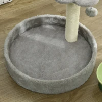 PawHut Tiragraffi per Gatti con Lettini, Corda in Juta e Peluche, 41x41x44 cm, Grigio Chiaro(m-9)