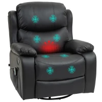 HOMCOM Massagesessel, Wärme- & Liegefunktion, Kunstleder, bis 150kg, 97x92x104cm, Schwarz(m-10)