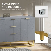 HOMCOM Sideboard with 3 Drawers and Adjustable Shelves for Living Room - Grey(m-7)