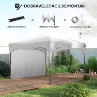 Outsunny Tenda Dobrável com Altura Ajustável 1 Parede Lateral Teto com Ventilação 4 Sacos de Areia e Bolsa de Transporte 3x3 m Branco(m-5)