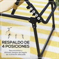 Outsunny Tumbona de Jardín con Toldo Ajustable Respaldo Regulable en 4 Niveles Reposacabezas para Terraza 70x200x45 cm Crema(m-4)