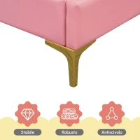 Letto Imbottito con Rete a Doghe, Letto con Testiera Comfort in Pelle PU, Letto per Cameretta per Bambine +6 Anni, Senza Materasso, 140×200 cm, Rosa(m-5)