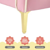 Letto Imbottito con Testiera a Forma di Coniglio e Striscia LED, Letto per Cameretta Senza Materasso, in Pelle PU e MDF, 140x200 cm, Bianco e Rosa(m-6)