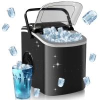 HOMCOM Ice Maker Machine Counter Top, 12Kg in 24 Hrs, 9 Cubes Ready in 6-12Mins, Portable Ice Cube Maker with Ice Scoop and Basket, Black(m-10)