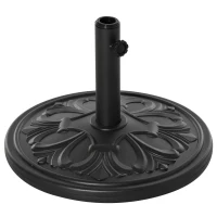 Outsunny Pied de parasol rond base de lestage Ø 48 x 34H cm ciment HDPE motif fleurs de lys poids net 13 Kg noir(m-10)