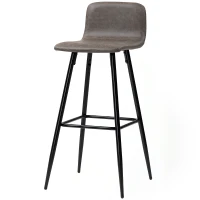 HOMCOM Set 2 Sgabelli Bar con Schienale Basso e Poggiapiedi, Rivestimento in PU e Gambe in Acciaio, Marrone Scuro(m-10)