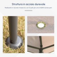 Outsunny Gazebo da Giardino 4x3m con 6 Tende Rimovibili, Struttura in Metallo e Telo in Poliestere Beige(m-5)