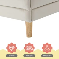 Letto Imbottito con Testiera a Nuvola e Striscia LED, 14 Doghe in Legno, Rivestimento in Velluto, Senza Materasso, 90x200 cm, Bianco(m-6)