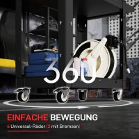 HOMCOM Gereedschapswagen, 2-Laagse Schappen, Handgreep, Wielen, Kunststof, Zwart(m-5)