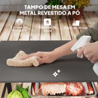 Outsunny Carrinho de Apoio para Barbecue de 3 Níveis com 4 Rodas Prateleiras Mesa de Apoio para Forno de Pizza 105x50x79 cm Preto(m-4)