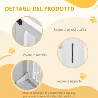 PawHut Cancellino per Cani Taglia Regolabile a 3 Pannelli, in Legno di Pino, 113-166x36x71 cm, Bianco(m-8)