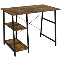 HOMCOM Industrial-Style Work Desk, with Shelves - Brown/Black(m-1)
