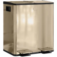 HOMCOM 40L Dual Compartment Stainless Steel Bin, with Deodoriser Holders - Gold Tone(m-11)