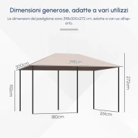 Outsunny Gazebo da Giardino 4x3m con 6 Tende Rimovibili, Struttura in Metallo e Telo in Poliestere Beige(m-3)