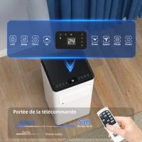 HOMCOM Climatiseur mobile 7000 BTU/H 4 en 1 refroidissement, ventilateur, déshumidificateur minuterie 24H et télécommande, blanc(m-6)