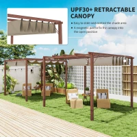 Outsunny 3 x 3 m Retractable Roof Pergola - Natural Wood Finish(m-4)