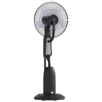 HOMCOM Wentylator z funkcją rozpylania mgiełki, zbiornik 3L, obrotowy o 75 stopni, 3 prędkości, mobilny, 125 cm, Czarny(m-10)