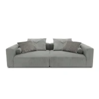 Bigsofa 800008, 2-Sitzer in Cord, mit Filzgleitern, 2er Couch, 304 x 135 x 69 (BxTxH), hellgrau(m-4)