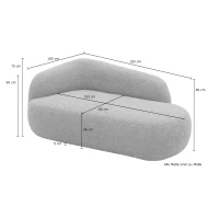 Recamiere 700013, Liege, oval, Füße mit Filzgleitern, Sofa, 183 x 105 x 75 (BxTxH), petrol(m-4)