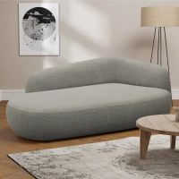 Recamiere 700013, Liege, oval, Füße mit Filzgleitern, Sofa, 183 x 105 x 75 (BxTxH), Grau(m-3)