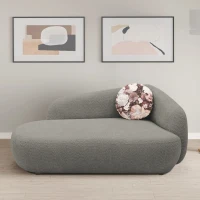 Recamiere 700013, Liege, oval, Füße mit Filzgleitern, Sofa, 183 x 105 x 75 (BxTxH), Grau(m-2)