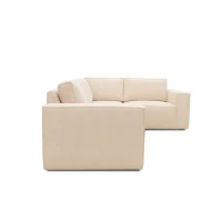 Ecksofa 101 017, Sofa, L-Form, Cord-Sofa, Couch, Polsterecke, Eckcouch, 277 x 197 x 84 cm (BxTxH), Creme(m-8)