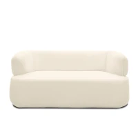 Sofa 800012, 2-Sitzer, 2er Couch, Teddy-Stoff, Polstersofa, 160 x 86 x 71 cm (BxTxH), Creme(m-4)