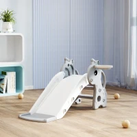 AIYAPLAY Toboggan pour enfants 3 en 1 en forme de girafe avec panier de basket, escalade et ballon, 106 x 51,5 x 52 cm, gris(m-9)