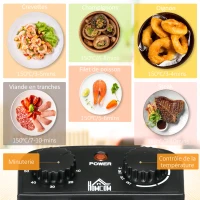 HOMCOM Friteuse à huile 3L avec température réglable, minuterie, panier à huile amovible, acier inoxydable, argent et noir(m-4)